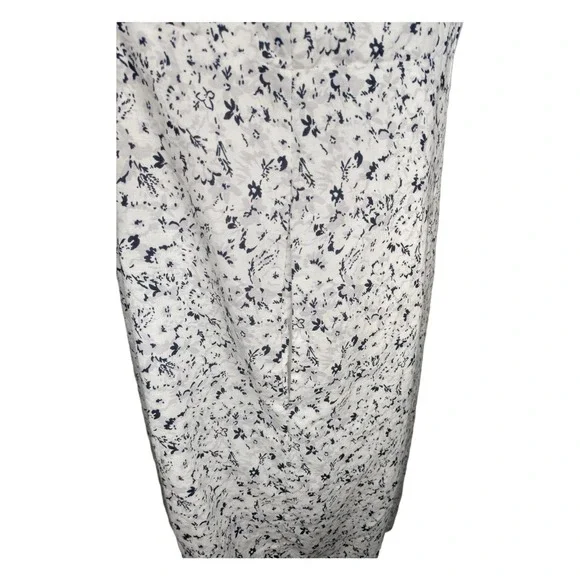 Gap White Grey Black Floral Linen Bib Front Button Down Dress w Pockets 16 Tall - Picture 5 of 9